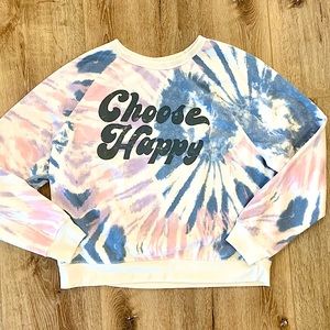 Inspiring Happy Sweatshirt Pastel TieDye Cozy Boho Sweatshirt Large Pullover